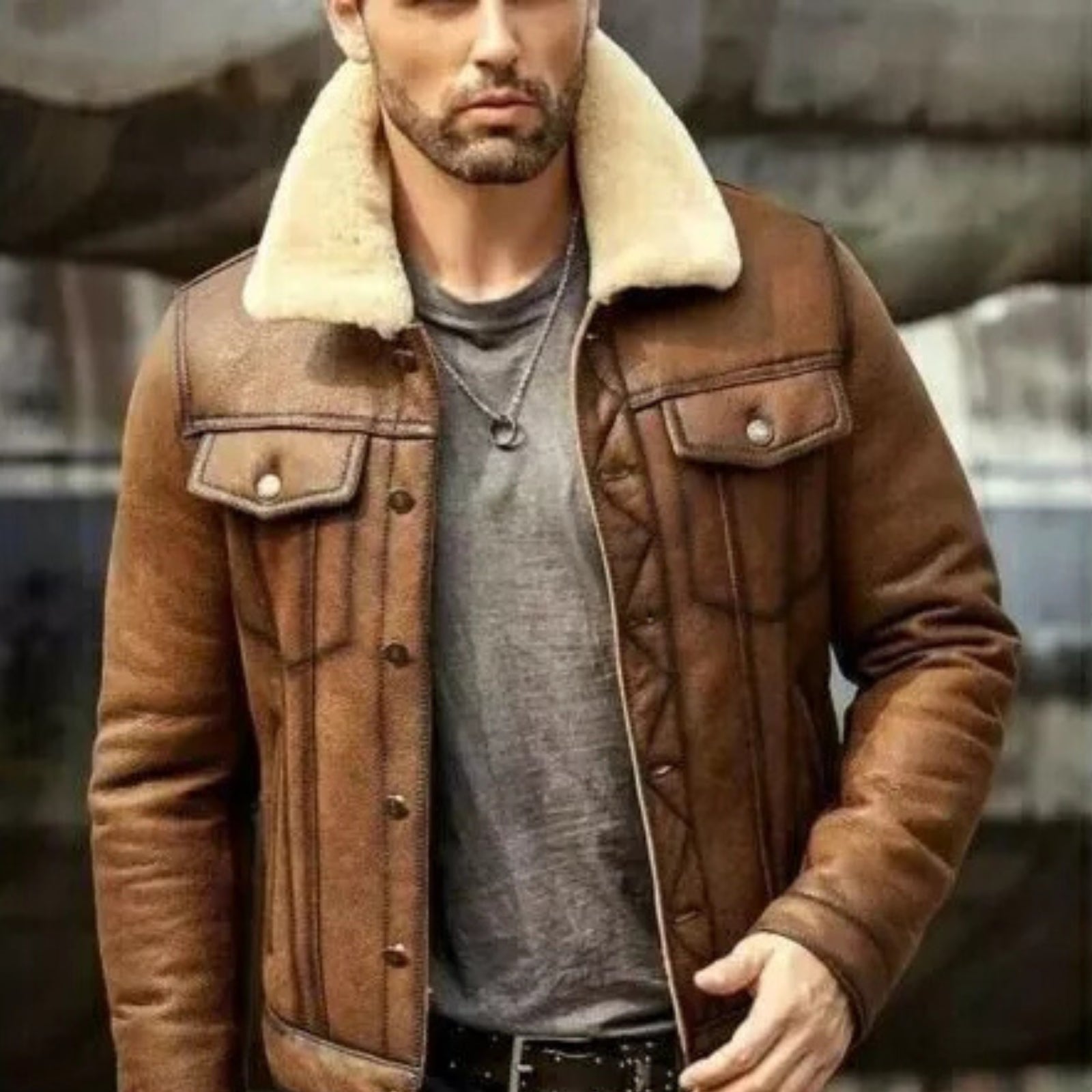 Men's RAF Bomber Aviator Genuine Sheep Skin Jacket Pilot Flying B3 Leather Coat