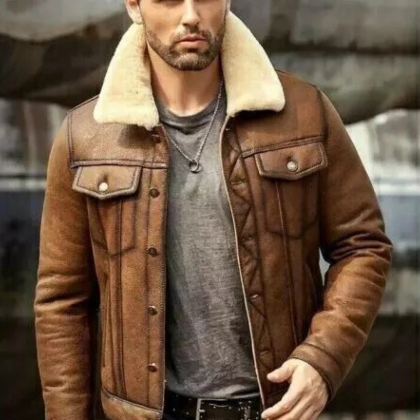 Men's RAF Bomber Aviator Genuine Sheep Skin Jacket Pilot Flying B3 Leather Coat