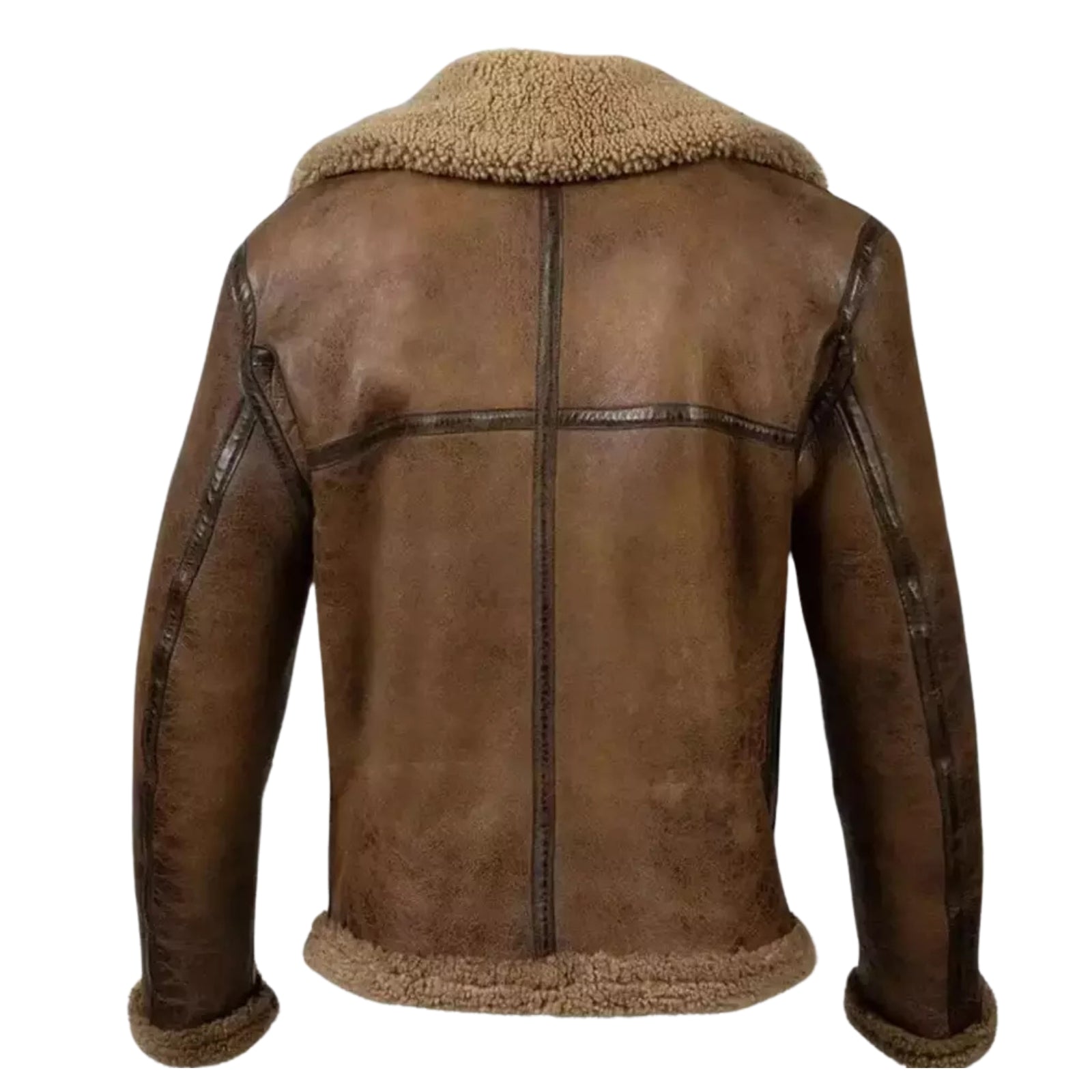 Men's RAF Handmade Distressed Bomber Military Aviator B3 Brown Leather Jacket