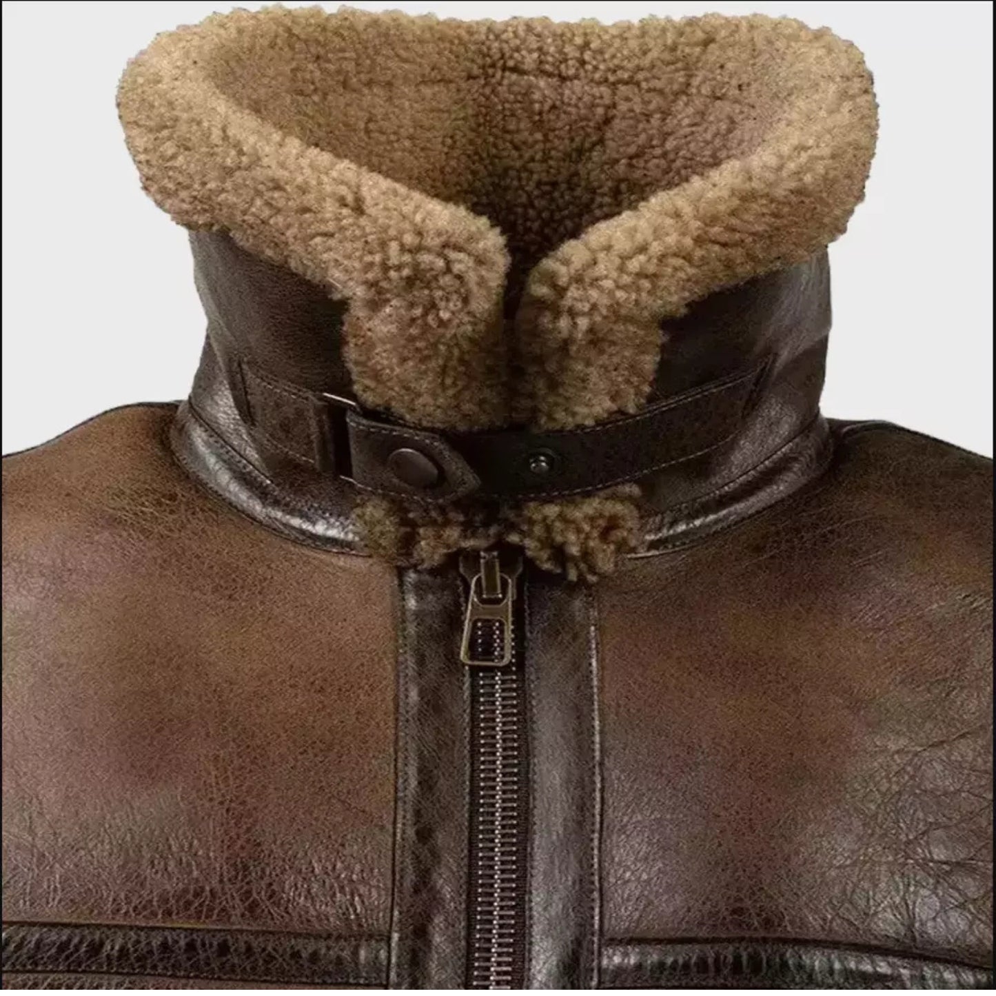 Men's RAF Handmade Distressed Bomber Military Aviator B3 Brown Leather Jacket