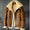 Men's Brown Double Fur Collar RAF Flight Bomber Aviator Sheepskin Leather Jacket